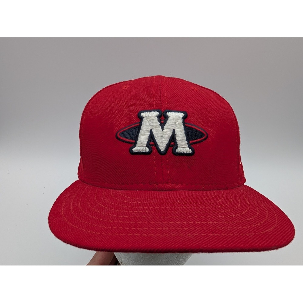 New Era 59FIFTY Minor League Baseball M Logo Fitted Hat Red Wool Size 7 1/2